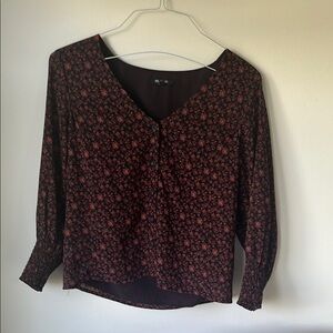Madewell red and brown floral top